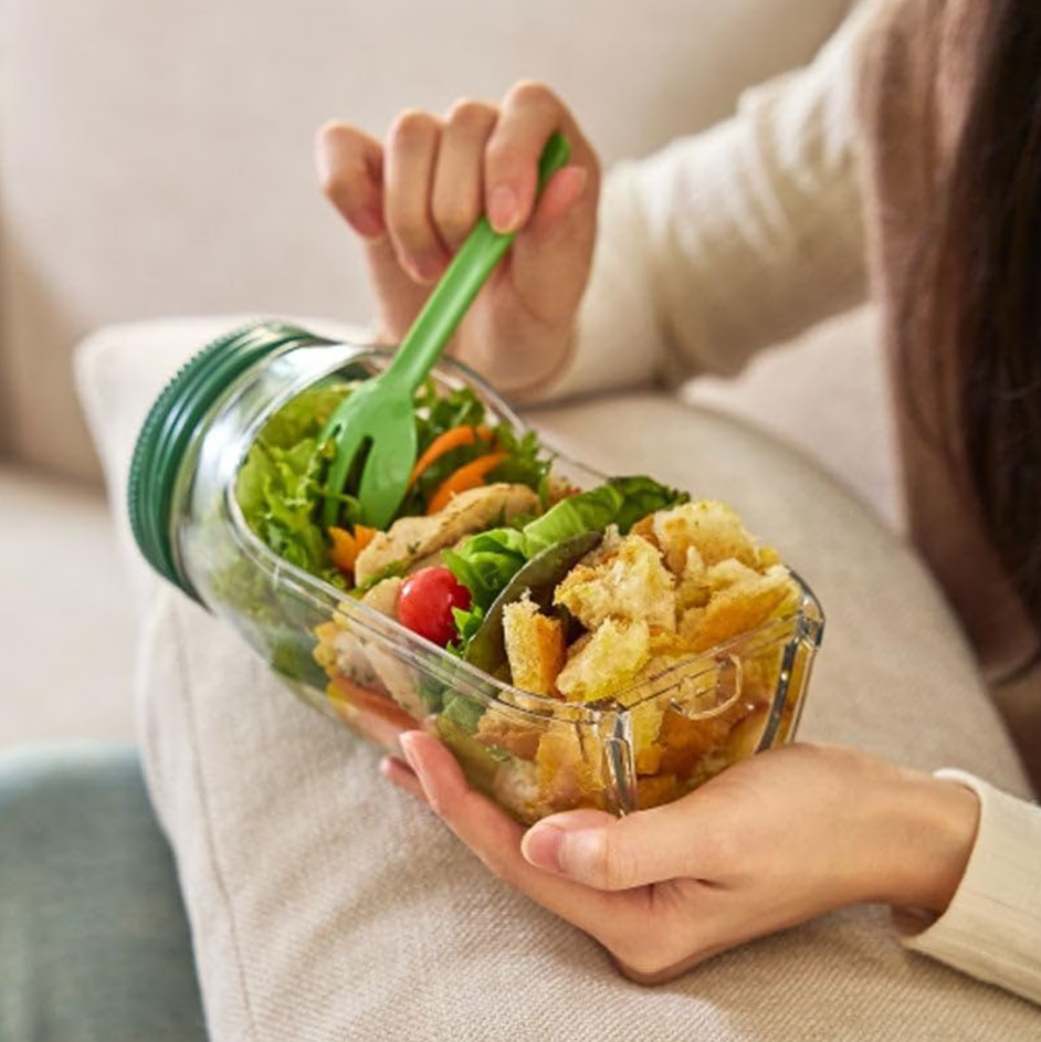 Portable Salad Jar with Dressing Container โ Leakproof Lunch Cup