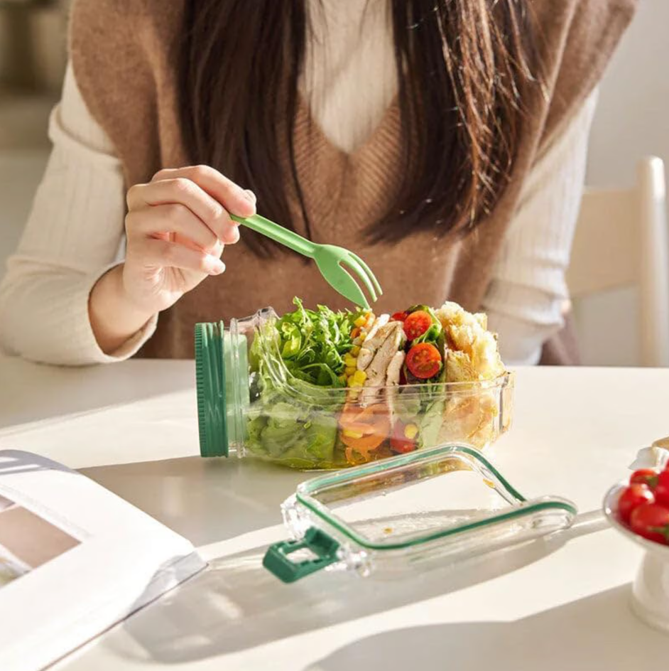 Portable Salad Jar with Dressing Container โ Leakproof Lunch Cup