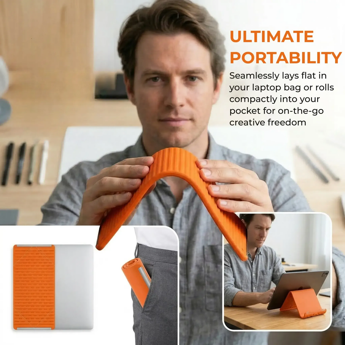 Flexible Foldable Phone Stand – Adjustable Silicone Holder for Desk & Travel