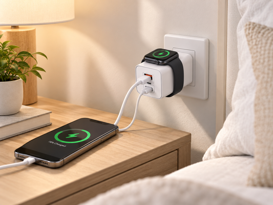 3-in-1 Fast Charging Wall Adapter – USB-C, USB-A & Apple Watch Charger