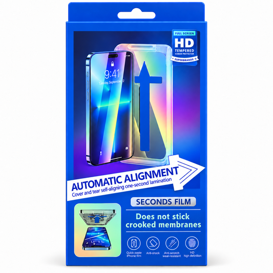 Auto-Align Tempered Glass Screen Protector for iPhone – Easy Installation