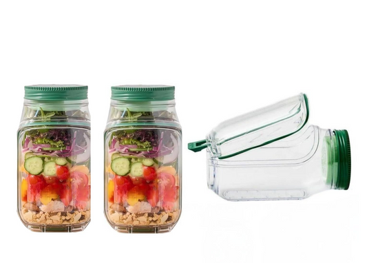 Portable Salad Jar with Dressing Container – Leakproof Lunch Cup